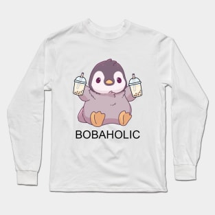 Bobaholic Pengu Needs Help! Long Sleeve T-Shirt